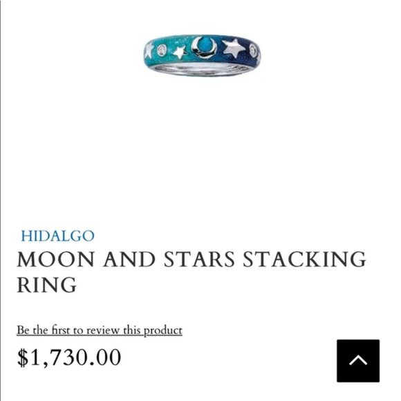 RETIRED 18K White Gold Green/Blue Enemel W Stars/Moon Hidalgo Ring - Picture 2 of 7